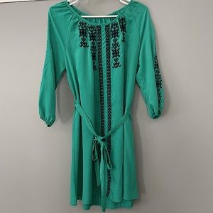 Silk Dress Small green and navy